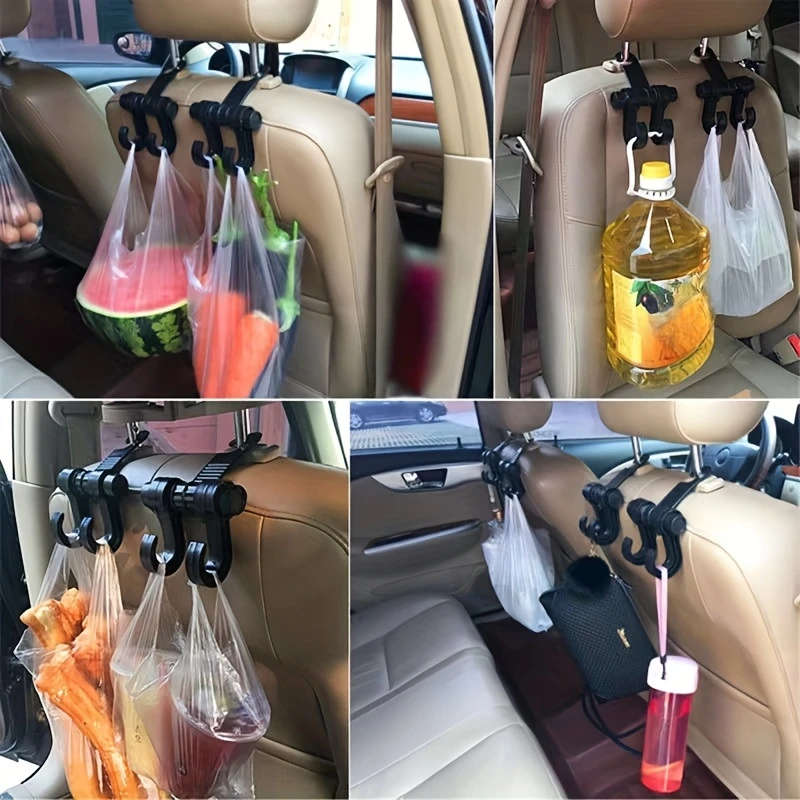 1pc Universal Multi-Functional Car Seat Hook Double Plastic Hanging Organizer for Vehicle Headrest S