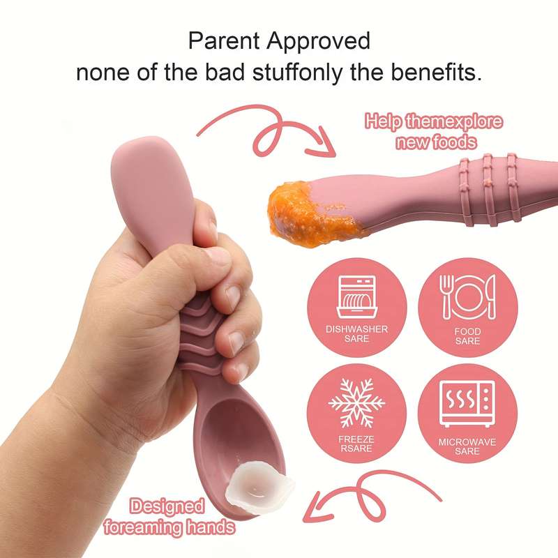 4pcs Baby Silicone Chewing Spoon Set Food Grade Silicone Spoon And Fork Set Silicone Spoon S