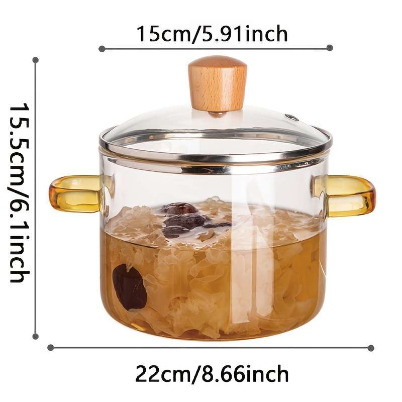 1pc Heat Resistant 54oz Borosilicate Glass Cooker