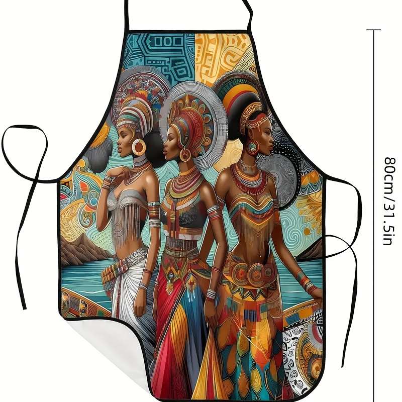 1pc African Women Print Apron Sleeveless Design Durable Woven Polyester 150gsm for Cooking