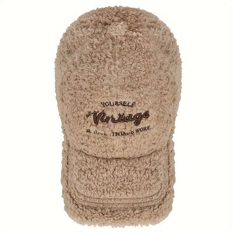1pc 1 Vintage-Inspired Authentic Vintage Baseball Cap Cozy Beige Fleece 100% Polyester Hand-W