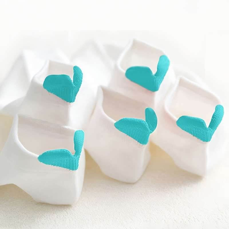 5 Pairs White Background Yellow Heart One Size High Elastic Socks