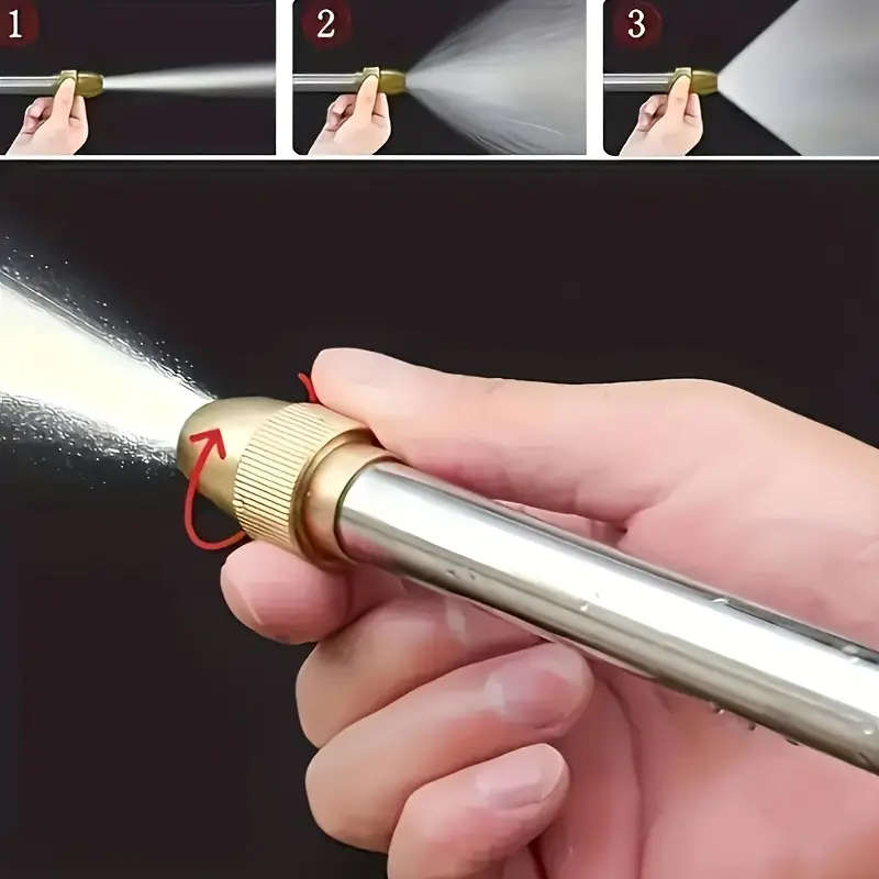1pc Heavy-Duty Metal Hose Nozzle with Extended Reach Chrome Finish Durable Aluminum and Copper Plati