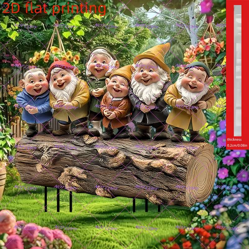 1pc 2D Flat  Printing Hot-Selling Cute Dwarf Garden Decoration Floor Plug-In Suitable for Courtyard