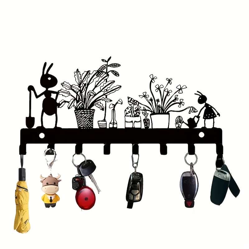 1pc Metal Wall Decor Small Animals Plants and Ants Keychain Keychain Wall Hanging with 8 Key Hooks