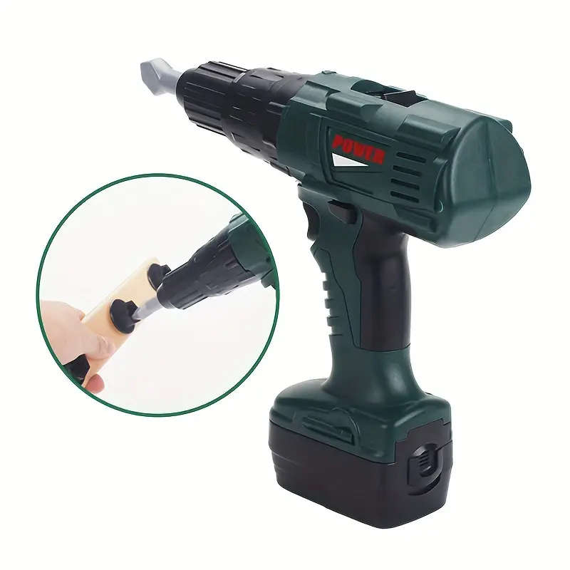 3in1 Electric Drill Set Toy for Youngsters Ages 3-5 Realistic Sound  Action Army Green Toy Construct