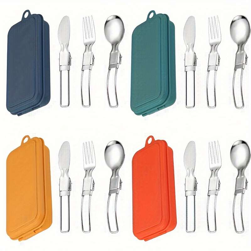 3pcs Stainless Steel Cutlery Set Portable Spoon Fork and Knife Polished Finish Compact and