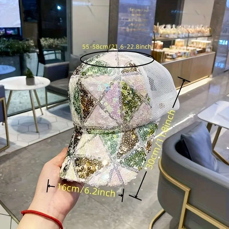 Women's Colorful Sequined Baseball Cap