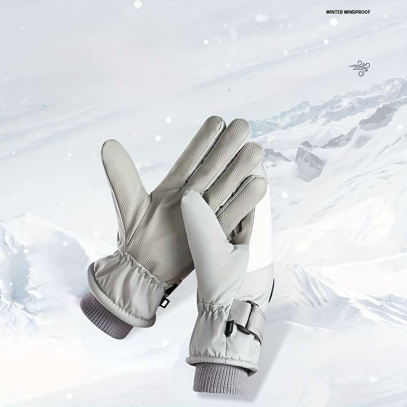 1 Pair Purple And White Warm Gloves