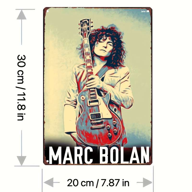 1pc Vintage Marc Bolan Metal Wall Art Sign 20.32cm x 30.48cm Durable Iron Decor with Electric Gui