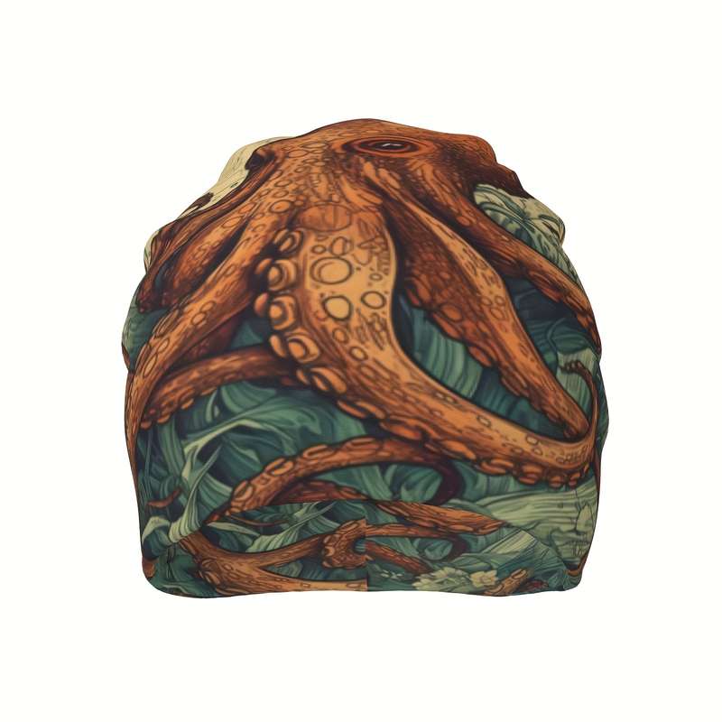 1pc Retro Brimless Hat With Octopus Pattern For Men Women Ideal Choice For Gifts