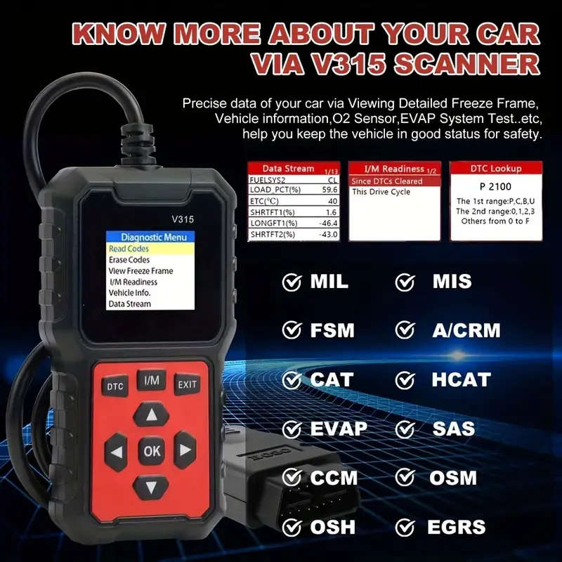 V315 OBD2 Car Diagnostic Scanner