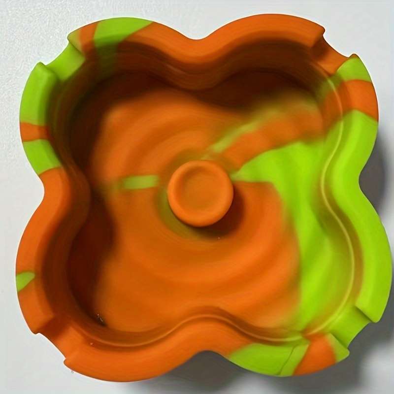 1pc Classic Clover-Shaped Silicone Ashtray Irregular Design Non-Electric Durable Material fo