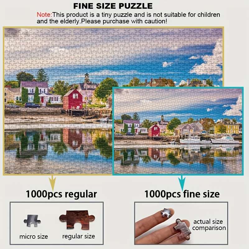 1000pcs Mini Jigsaw Puzzle Charming Seaside Fishing Village Scene 38.0x26.01 cm D