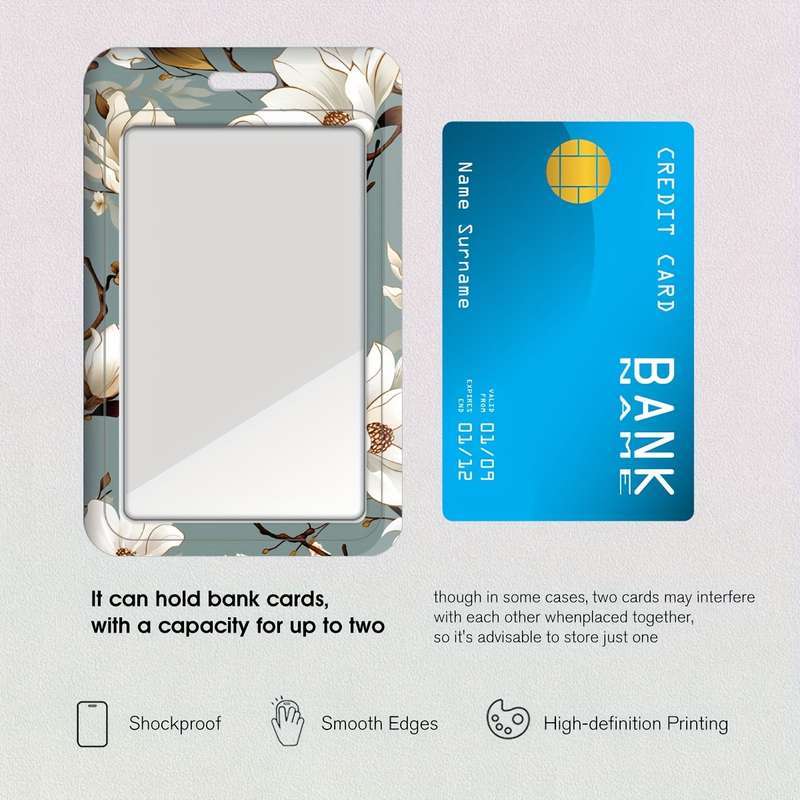 1pc A Card Holder for Doctors And Nurses Featuring a White Magnolia Flower Design Suitable for Bus