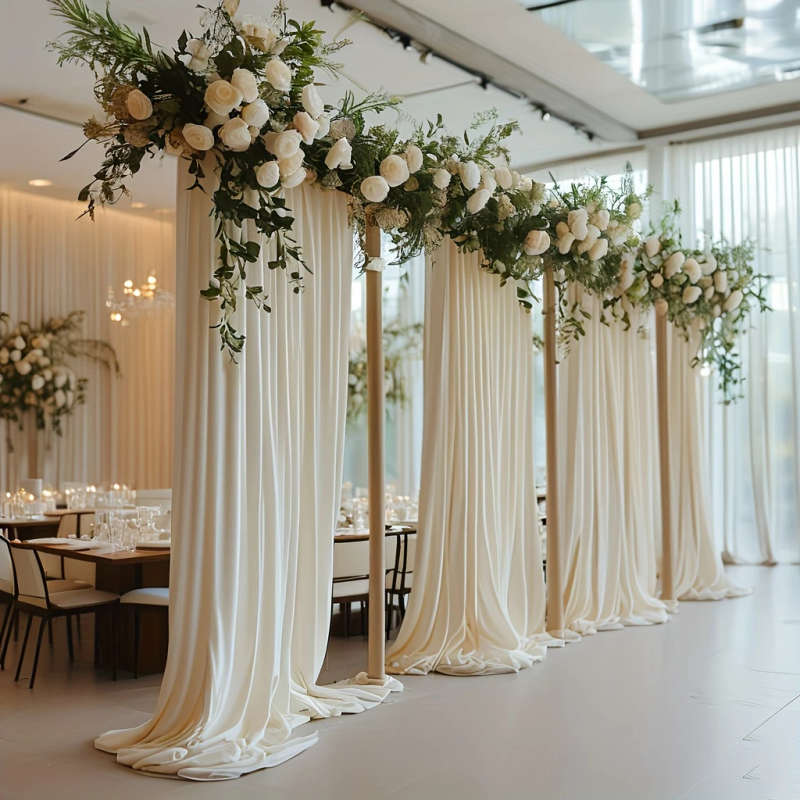 2 Pieces Elegant Ivory Drape Curtains
