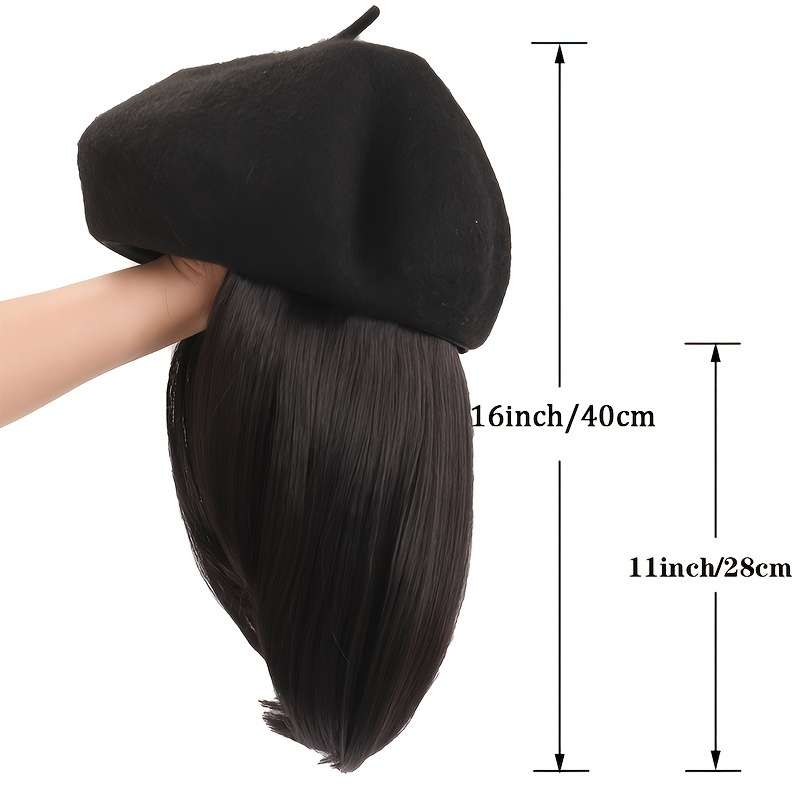 1Pc Black 45.72cm Fashion Design Wig
