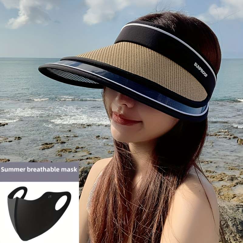 1pc Unisex Summer Sun Visor Hats with UV Protection Breathable Nylon Design for Outdoor Activ