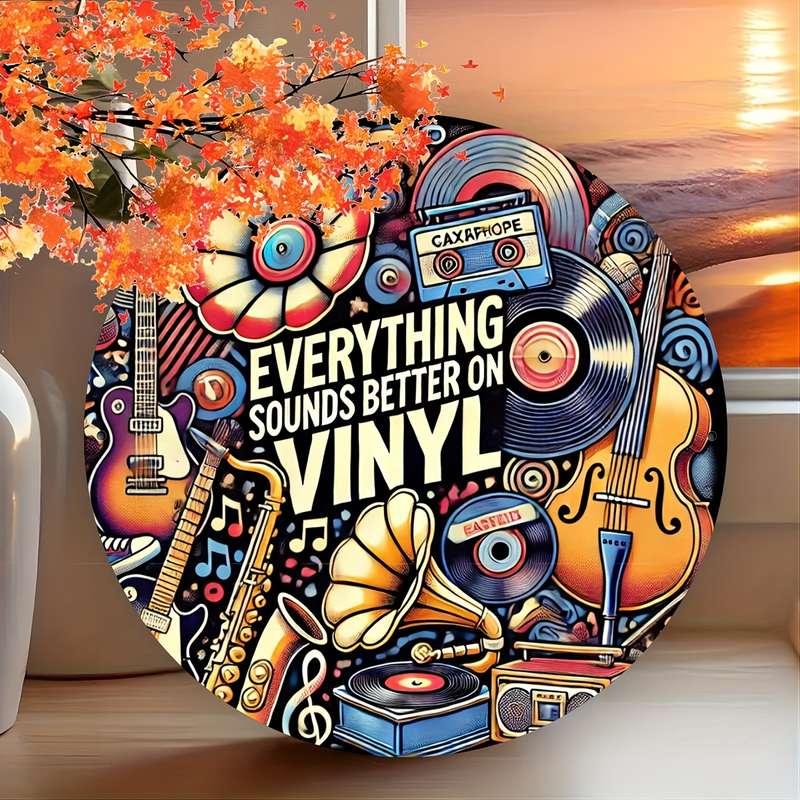 1pc  Vinyl Record Art Metal Sign 2D Music Festival Theme Round Decorative Plaque Easy to Hang