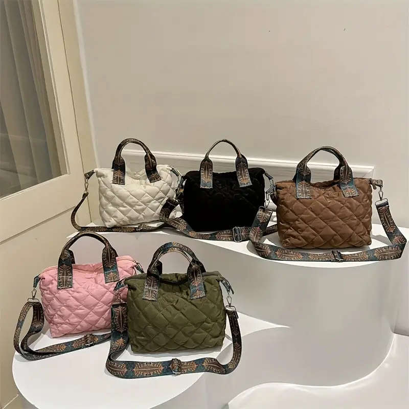 1pc Stylish Quilted Nylon Crossbody And Shoulder Bag for Girls Durable Casual