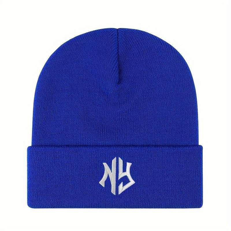 1pc Unisex Embroidered Letter Acrylic Knit Beanie Casual Style 100% Acrylic Warm Skull Cap for
