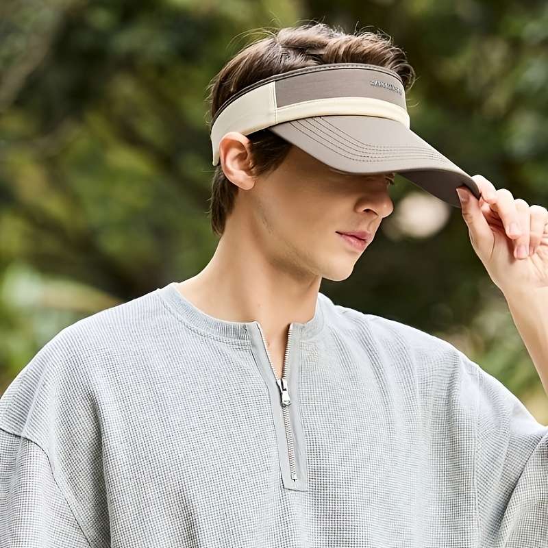 1pc Unisex Adjustable Sun Visor Hat with Breathable Design Black White Striped Open-Top Cap for