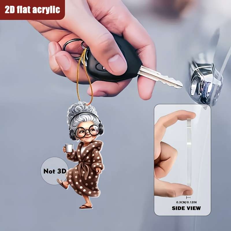 1pc 2D Flat   Cute Fashionable  Acrylic Grandma Pendant Charming Brown Dress Headpho