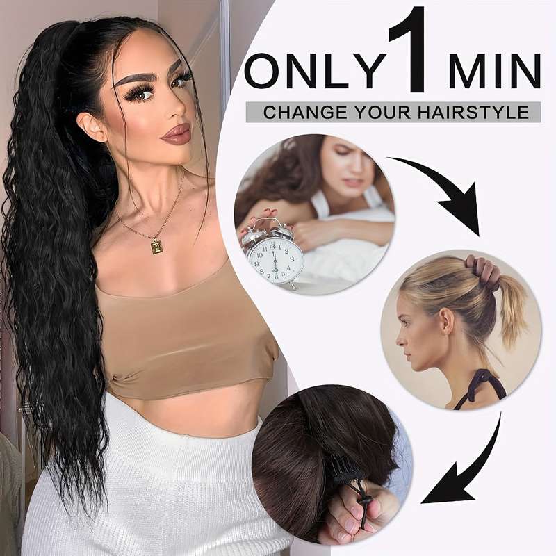1Pc Black 40.64cm Fashion Design Wig
