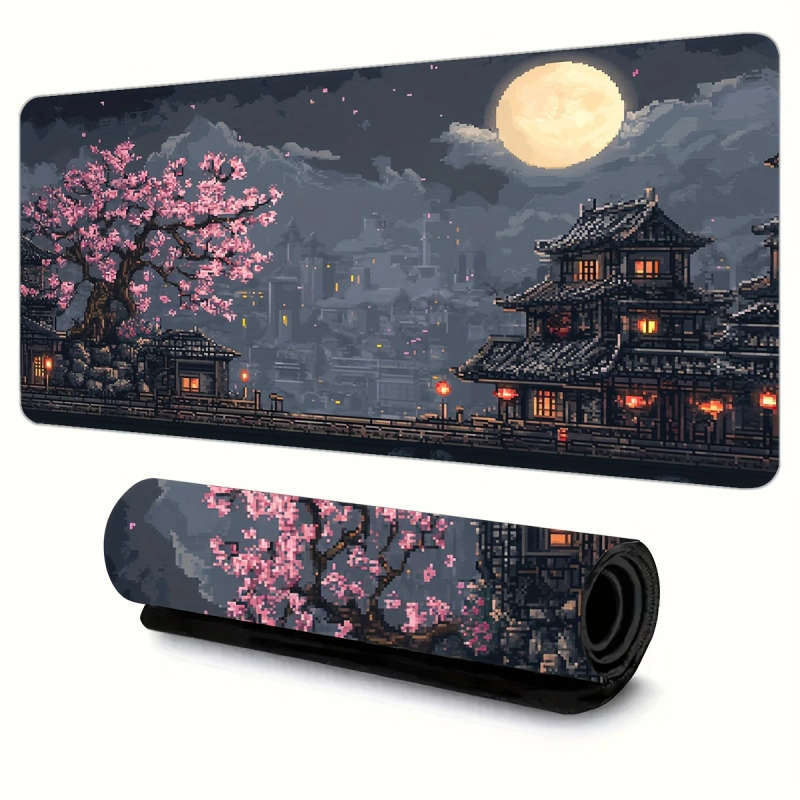 1pc 30x80cm Vibrant Cherry Blossom Night Scene Mouse Pad Gaming