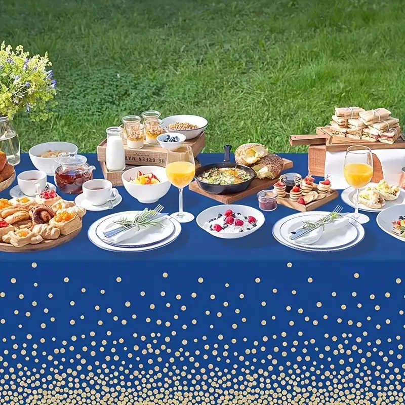 4 Pack Elegant Polka Dot Plastic Tablecloth Disposable Tablecloth