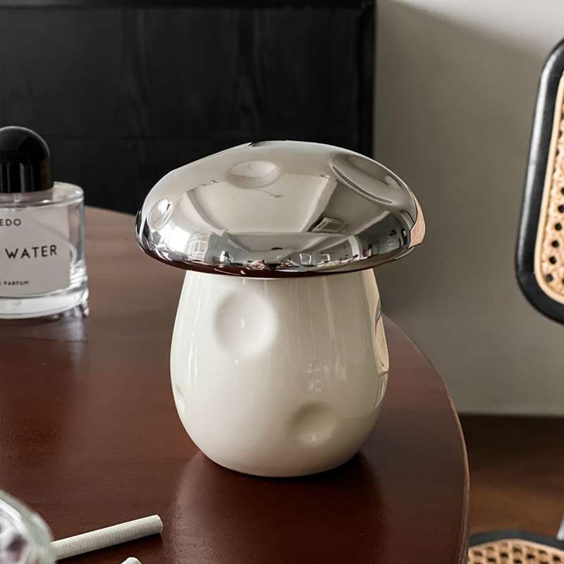 1pc Handmade Ceramic Mushroom Ashtray with Lid C Windproof Design for Indoor Outdoor Use Cut