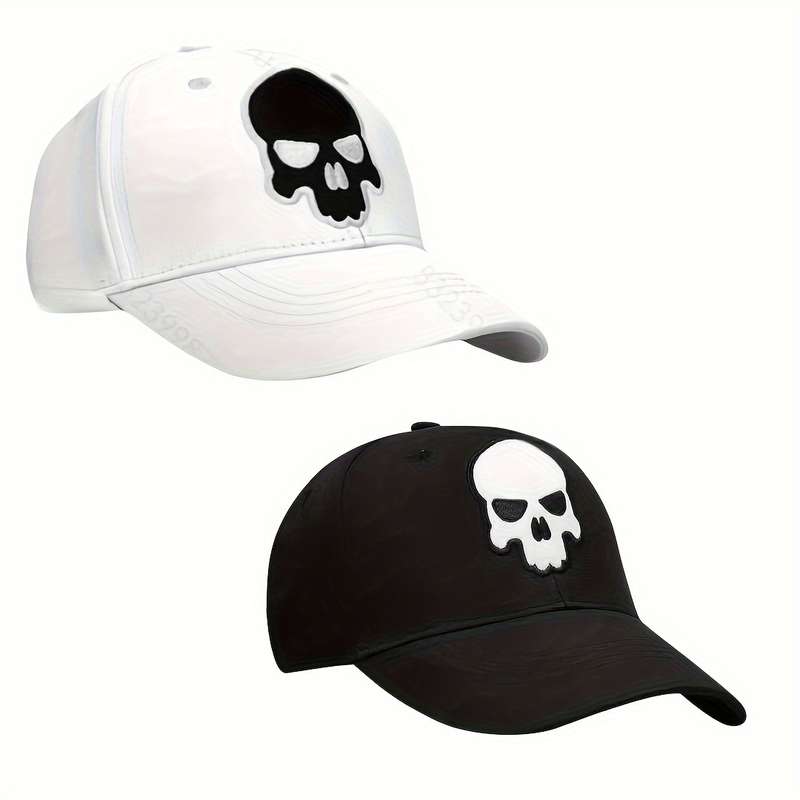 1pc Unisex Golf Baseball Cap 100% Polyester Breathable Adjustable Fit with Embroidered Skull De
