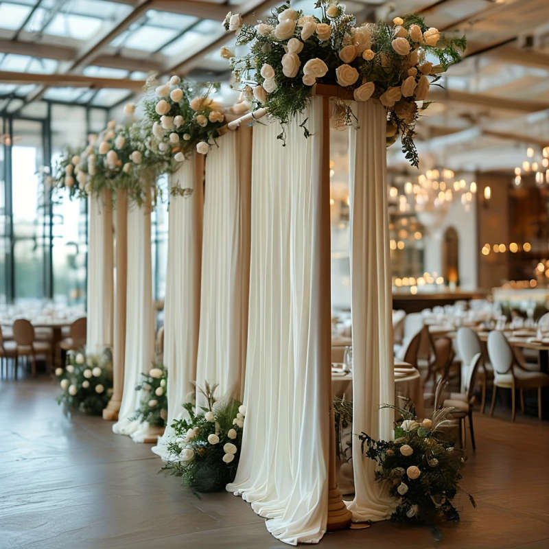 2 Pieces Elegant Ivory Drape Curtains