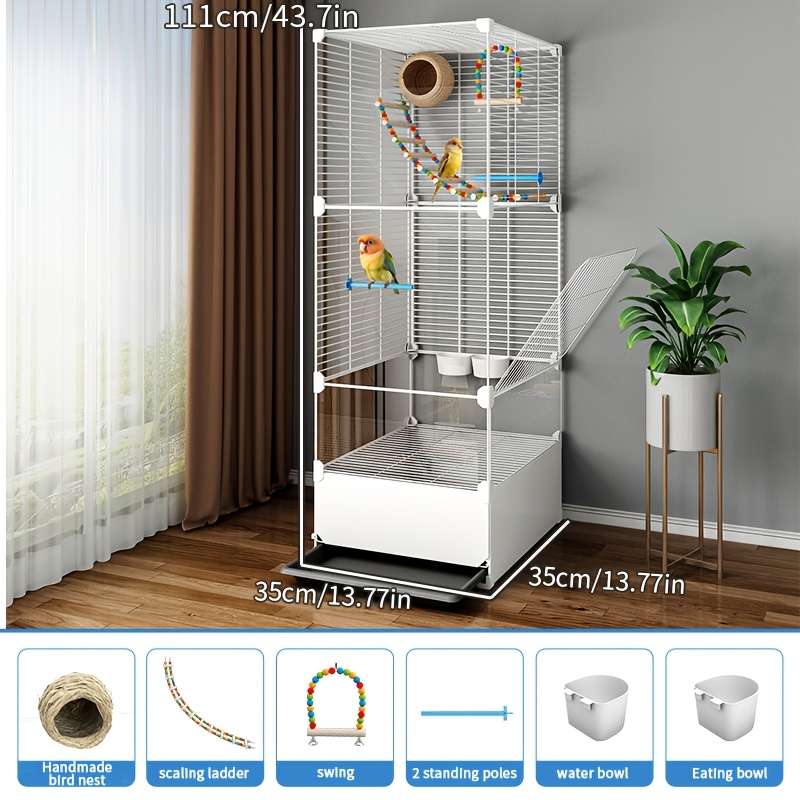 1pc Black Model Anti-splash food 2 rows 2 layers 1 rowPet Cage