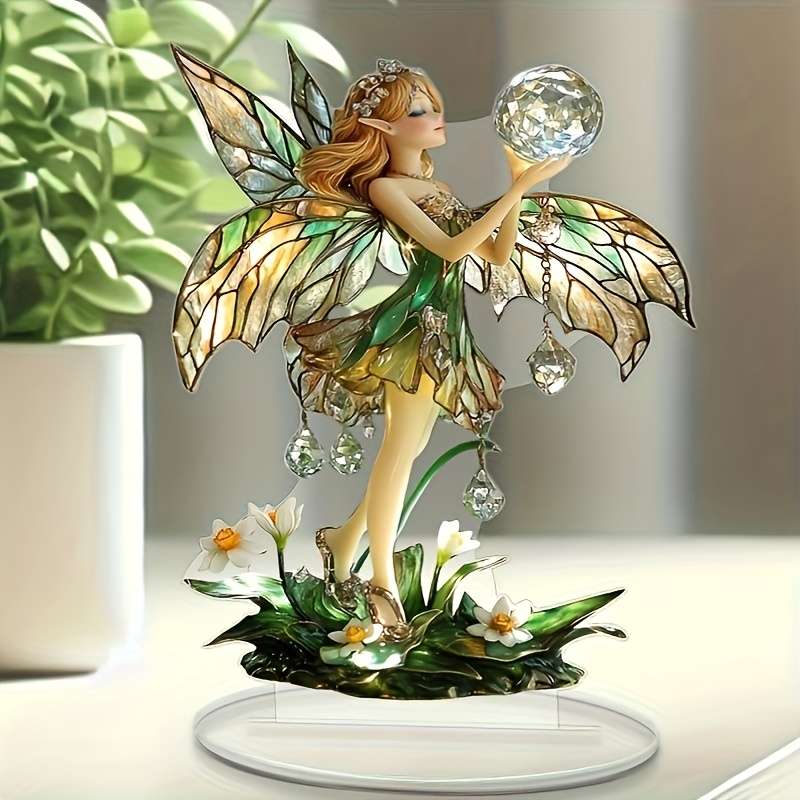 1pc 2D Flat  Enchanted Fairy Acrylic Desk Ornament 17.78cm x 15.24cm Perfect Birthday Gift for S