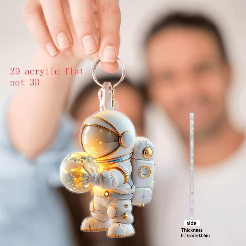 1pc 2D Flat    Acrylic Astronaut Car Rearview Mirror Ornament Suitable for Bags Keych