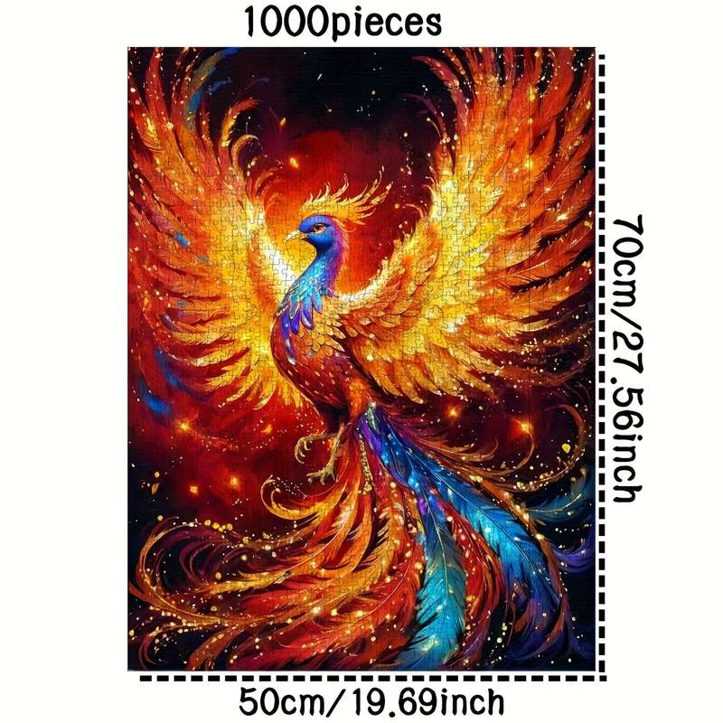 1000pcs Vibrant Phoenix Jigsaw Puzzle Majestic Mythical Creature Art DIY Wall Deco