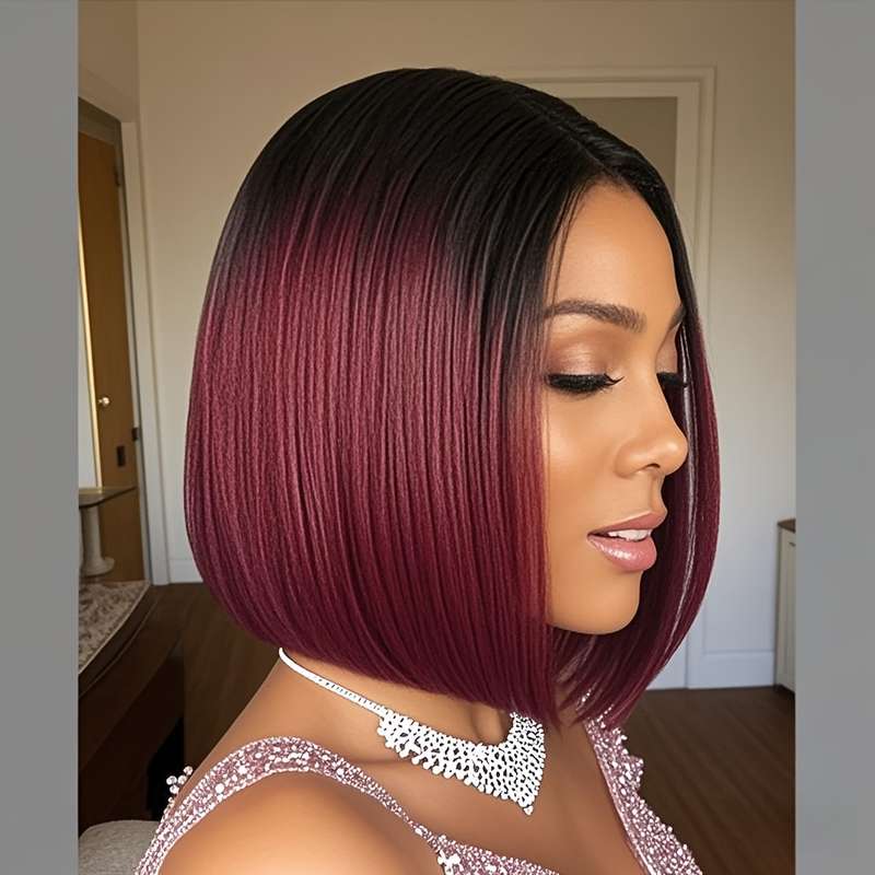 1Pc Burgundy 30.48cm Fashion Design Wig