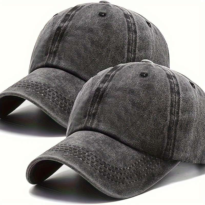 1pc Vintage Washed Denim Baseball Caps 100% Cotton Unisex Adjustable Inelastic Outdoor Sun Sh