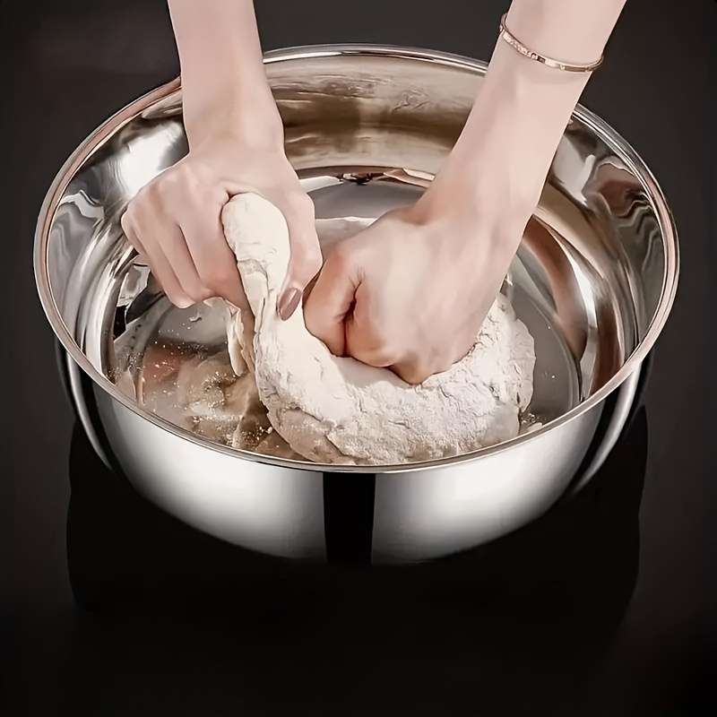 2pcs Large Silvery Stainless Steel Mixing Bowls Rust Resistant Deep And Wide Suitable for K