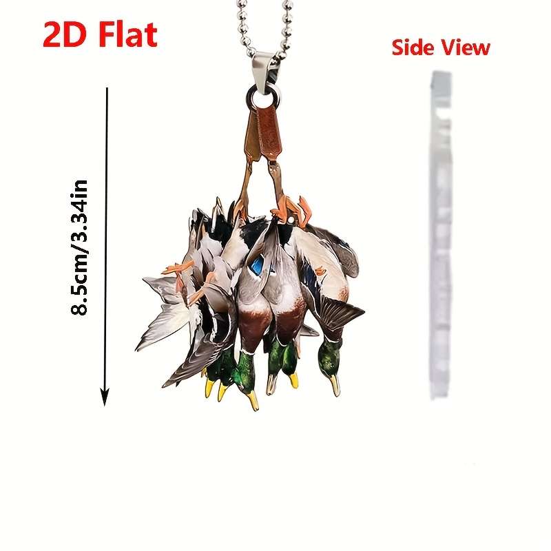 1pc 2D Flat  Creative Duck Hunting Acrylic Pendants Ideal for Car Rearview Mirror Decoration
