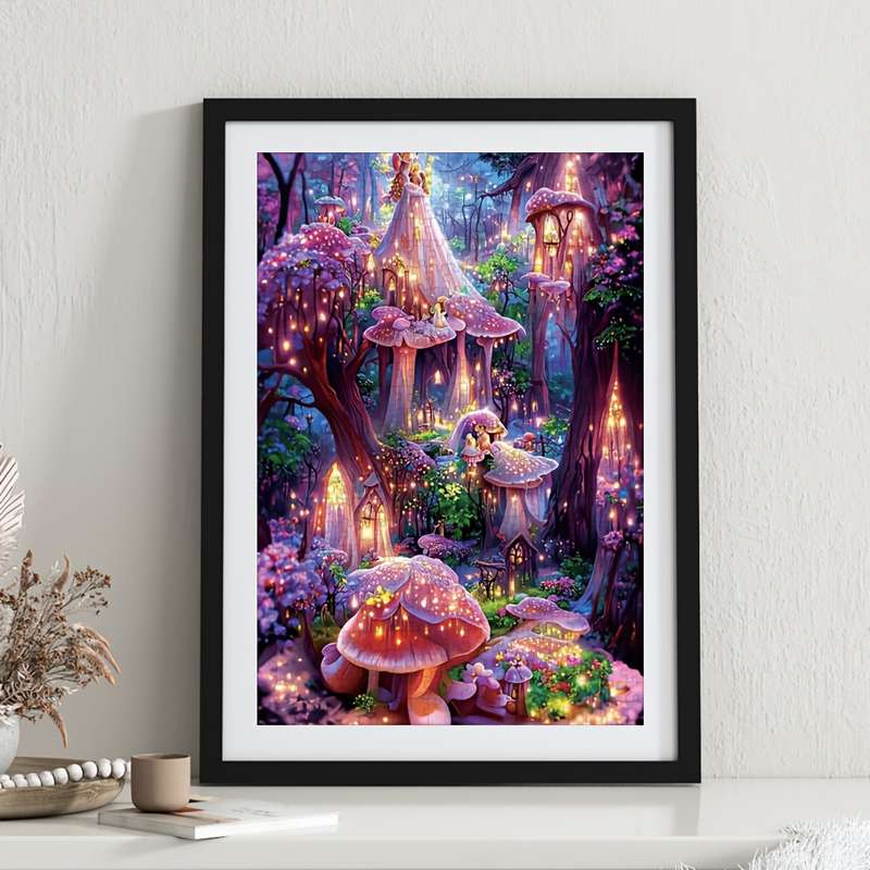 1000pcs Mini Jigsaw Puzzle Enchanting Fairy Tale Wonderland Scene with Glowing Mush