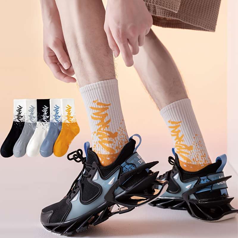 5 Pairs Of Mixed Colors One Size High Elastic Socks