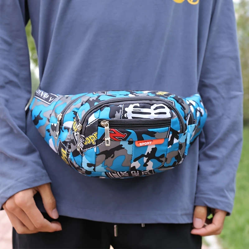 1pc Leisure Sports Outdoor Waist Bag Shoulder Messenger Bag Chest Bag Wear-Resistant Oxford Cloth