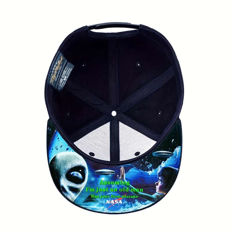 1pc Tilgomedal Alien Skull Snapback Baseball Cap Adjustable Breathable Cotton Blend Hat for