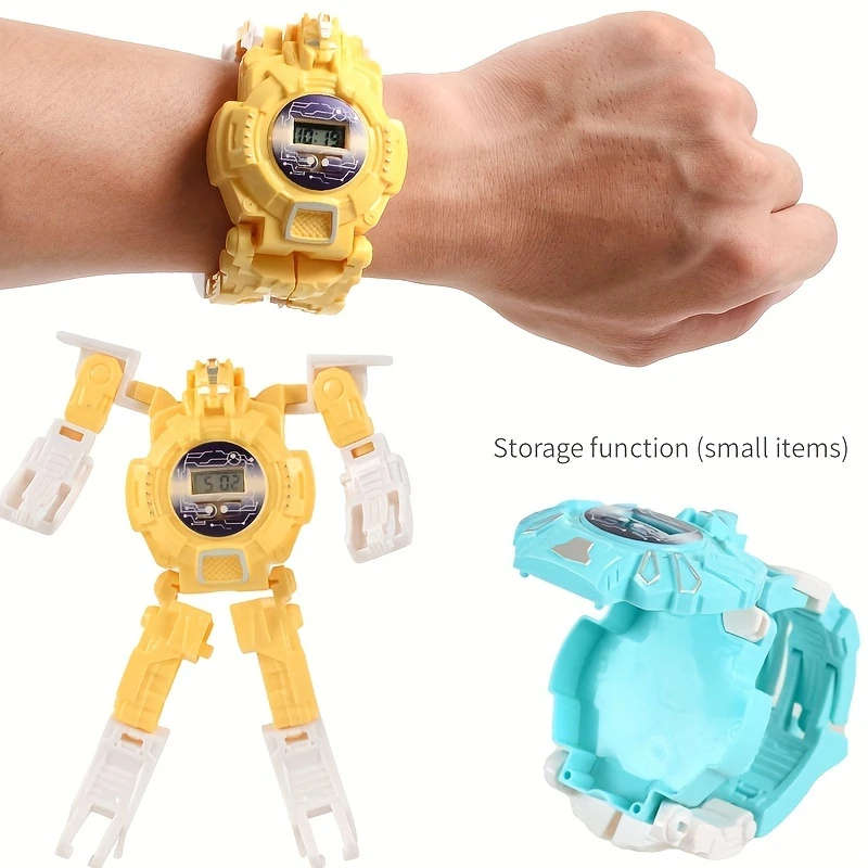 1pc Transforming Cartoon Electronic Watch Toy Battery-Powered Non-Rechargeable Color sent randomly