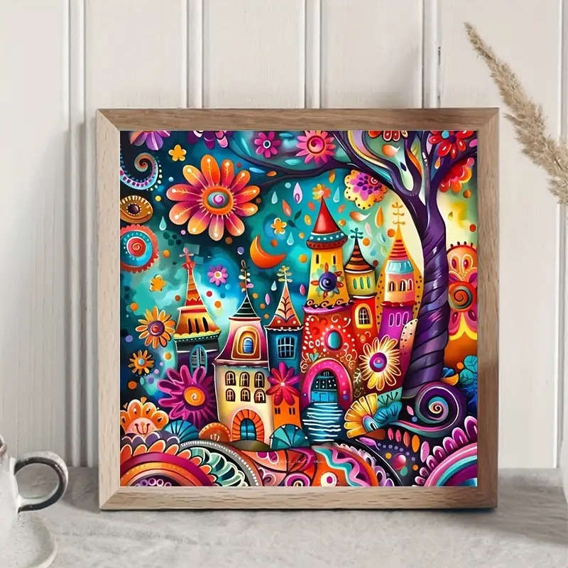 1pc DIY 5D Diamond Painting Kit Colorful Watercolor Landscape Full Drill Round Rhinestone Embroidery