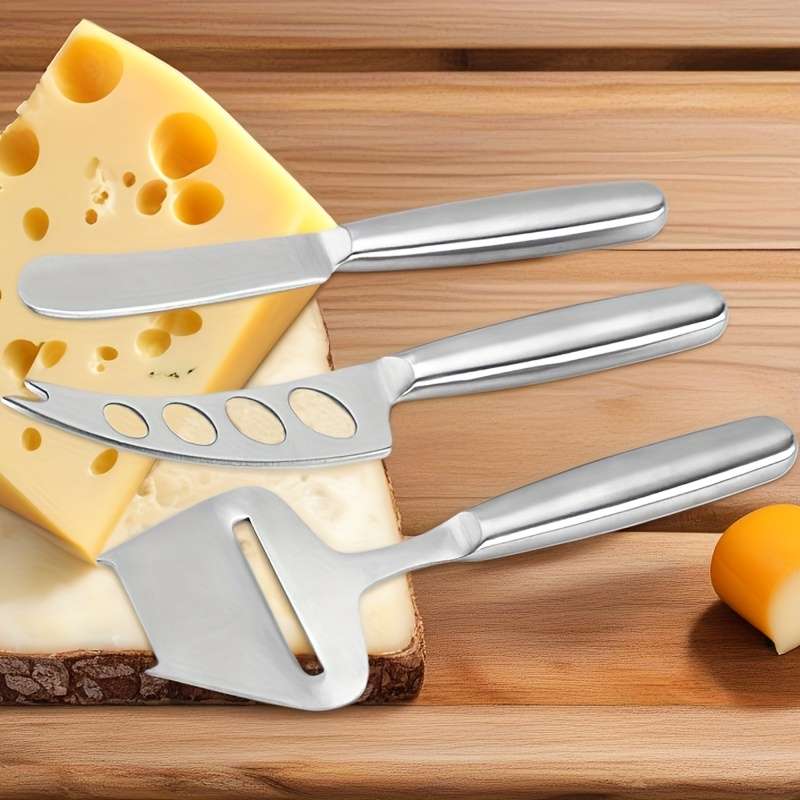 3pcs 1set Stainless Steel Cheese Knife Set Cheese Cutter Cheese Grater Multi-hole Knife Cut