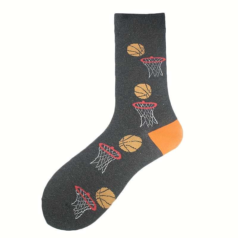 1 Pair Basketball Pattern One Size Socks