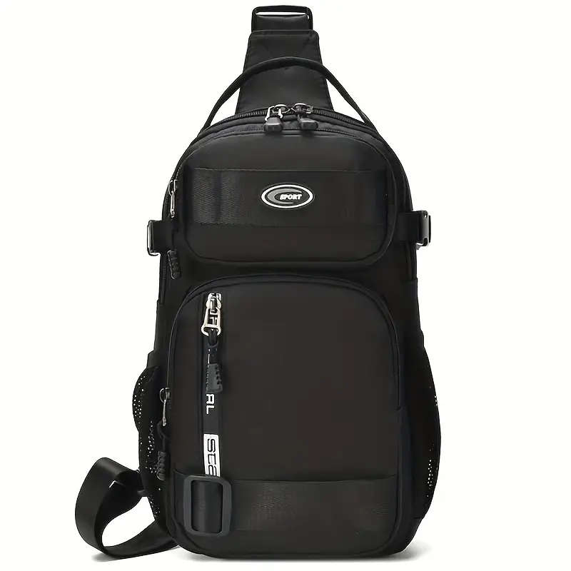 1pc Men'S Casual Nylon Sling Bag Multifunctional Crossbody Chest Pack Large Capacity Adjustable Stra